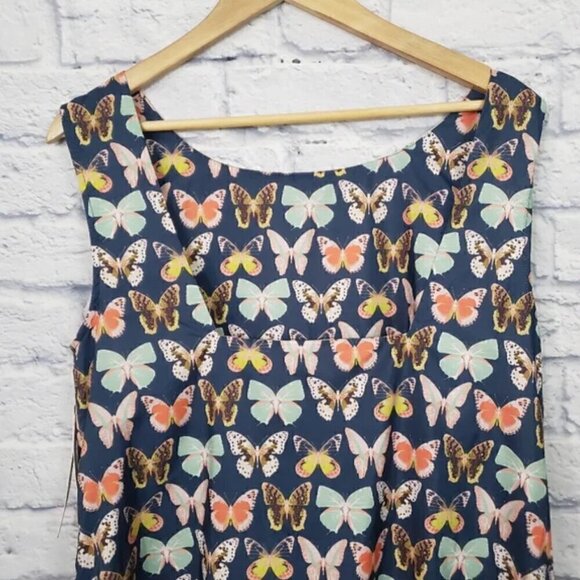 Anthropologie Maeve Butterfly Mod Mini Dress 10P Bubble Hem Blogger Fav Petite - Picture 5 of 15